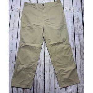 Vintage Alex Mill Womens Khaki Flat Neille Straight Leg Ankle Chino Size 16